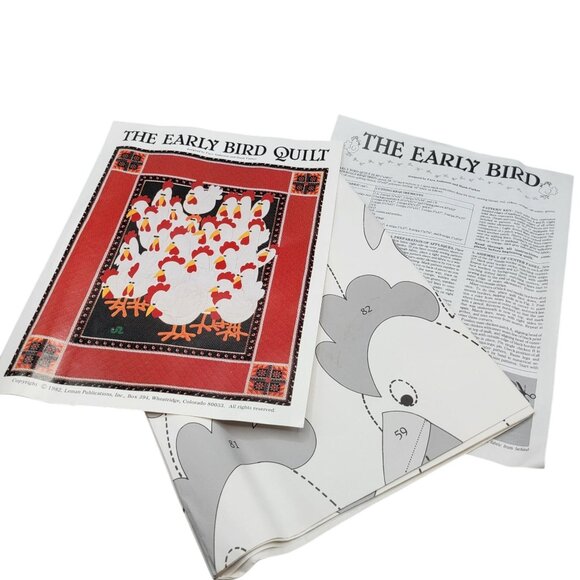 The Early Bird Applique Quilt Pattern Rooster Flock Instructions Templates - Picture 1 of 7